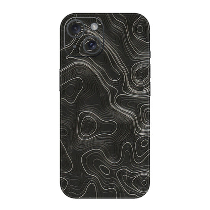 Apple iPhone Skins (All Models) - Abstract White Line Map - 3D Embossed Finish (L-269) iPhone 15