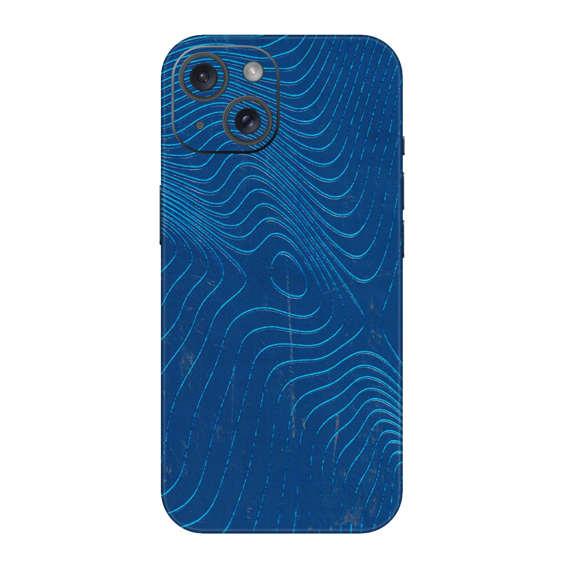 Apple iPhone Skins (All Models) - Abstract Blue Line Map - 3D Embossed Finish (L-272) iPhone 15