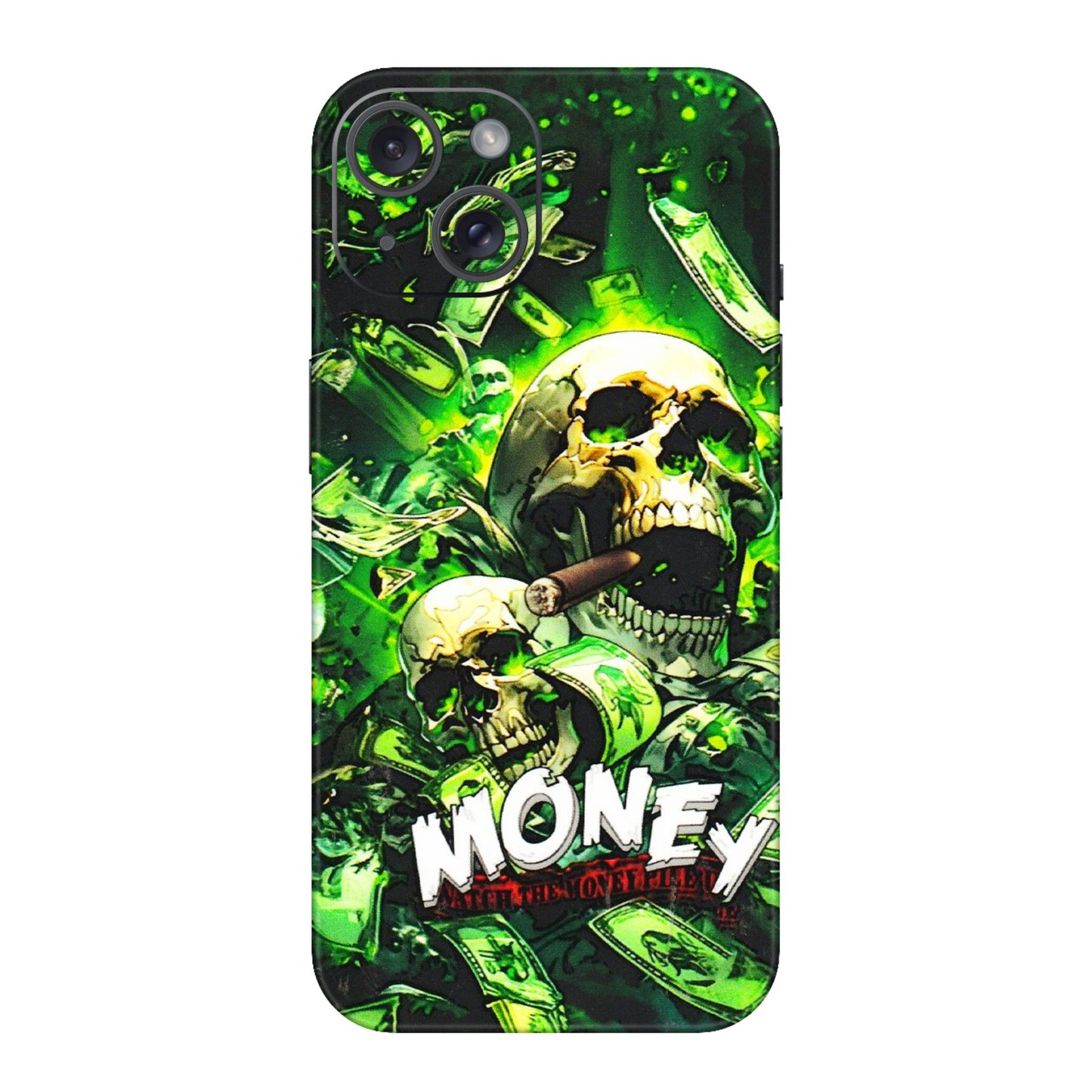 Apple iPhone Skins (All Models) - Skull Money - 3D Embossed Finish (L-303) iPhone 15