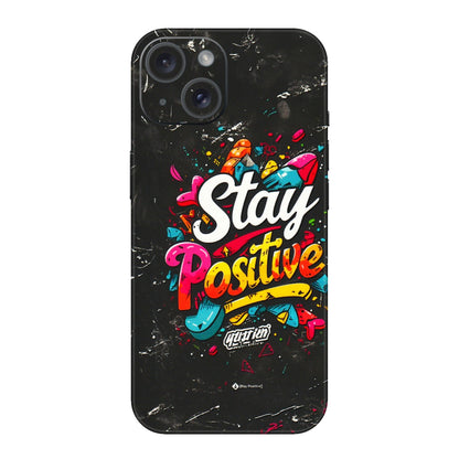 Apple iPhone Skins (All Models) - Stay Positive Black - 3D Embossed Finish (L-31) iPhone 15