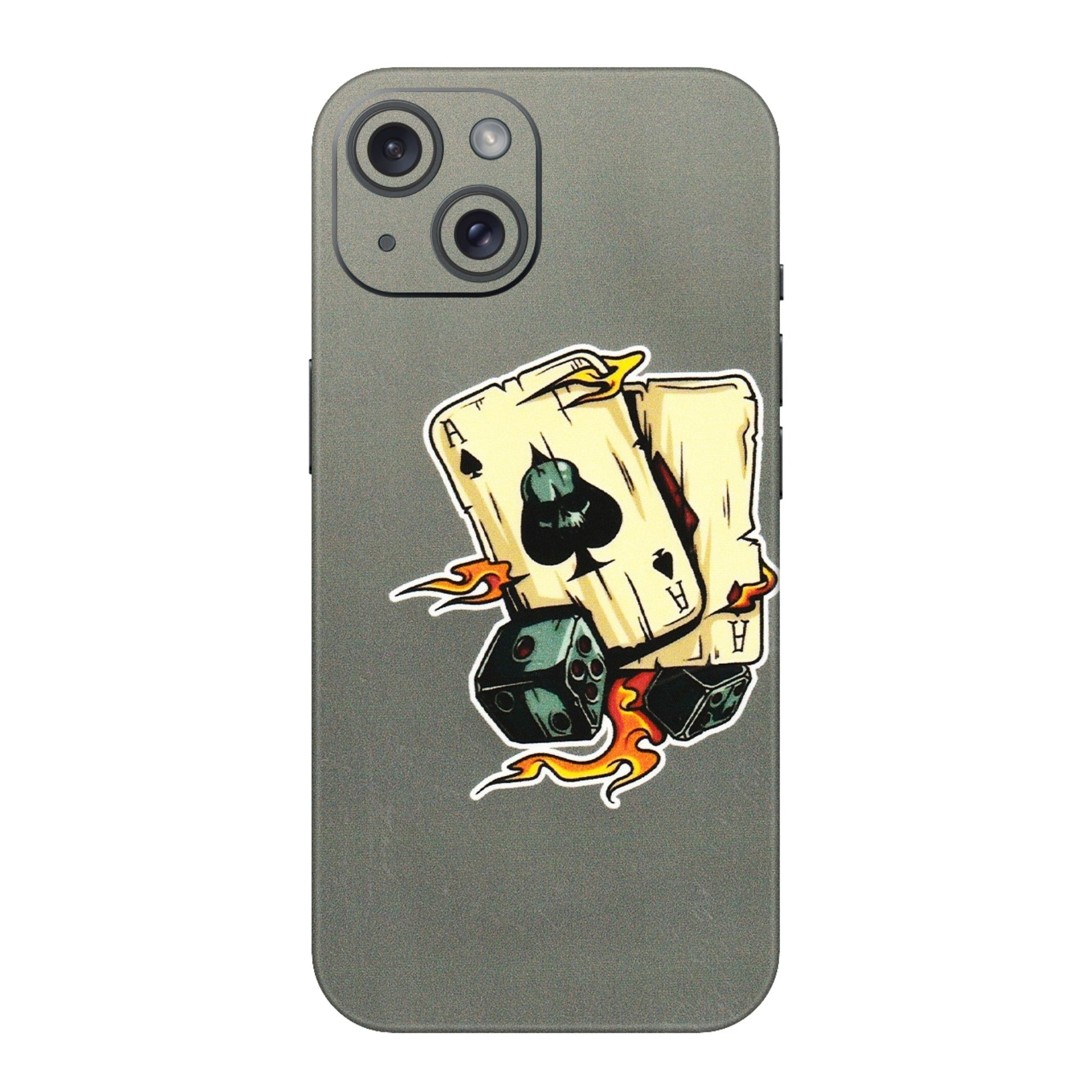 Apple iPhone Skins (All Models) - Grey Cards Of Ace - 3D Embossed Finish (L-77) iPhone 15