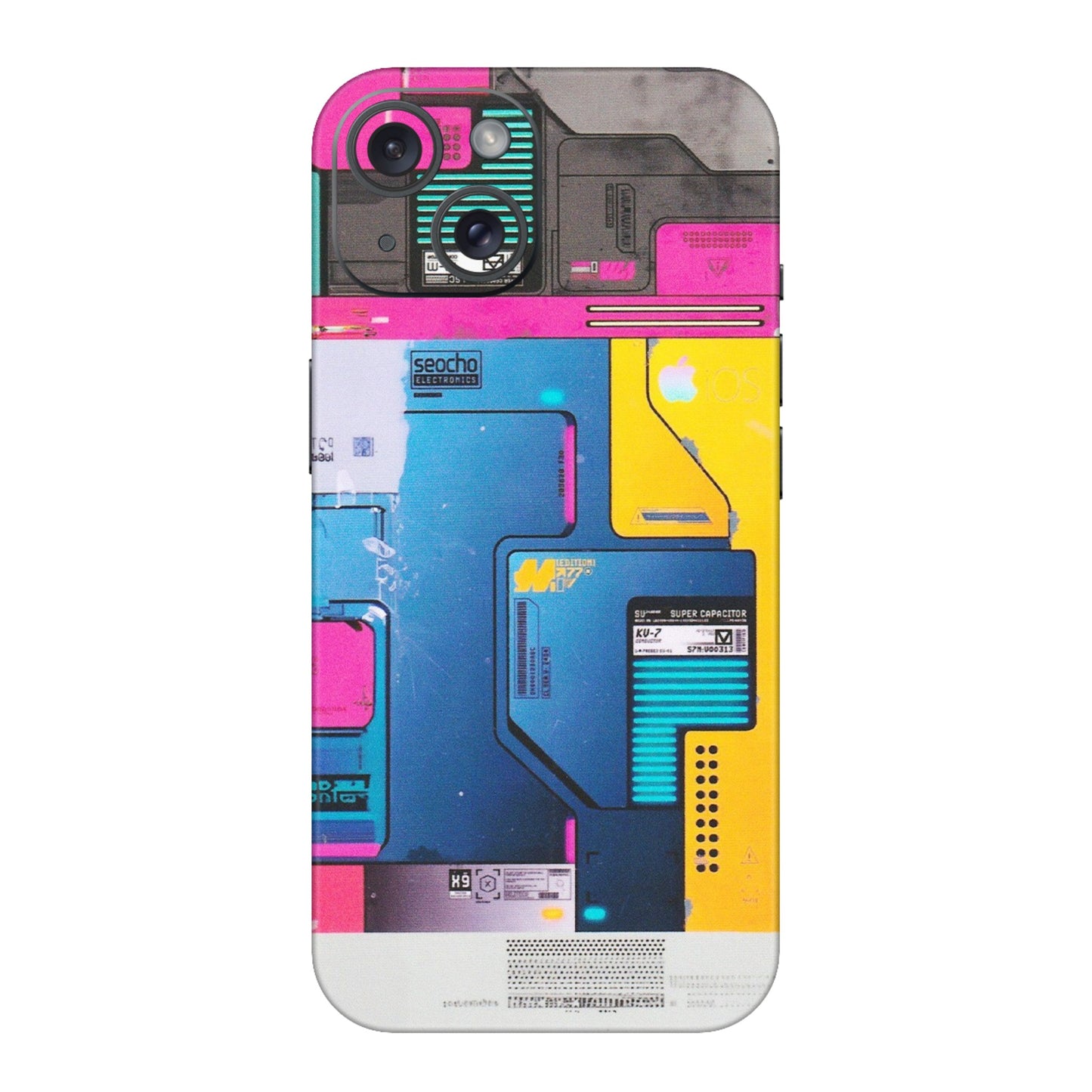 Apple iPhone Skins (All Models) - Colourfull Motherboard Internals - Matte Finish (M-55) iPhone 15