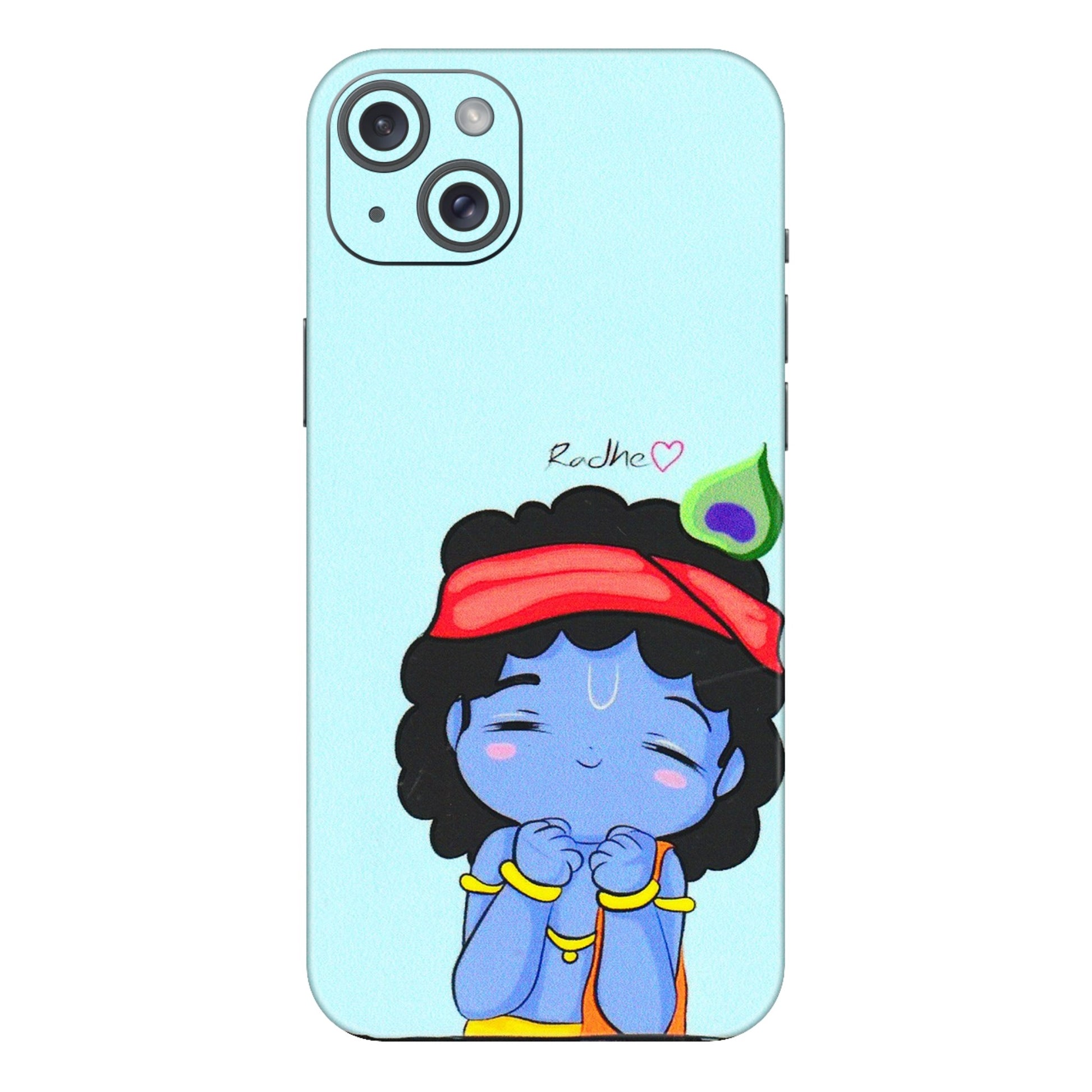 Apple iPhone Skins (All Models) - Radhe Radhe Cute Toon - 3D Embossed Finish (L-05) iPhone 15 Plus