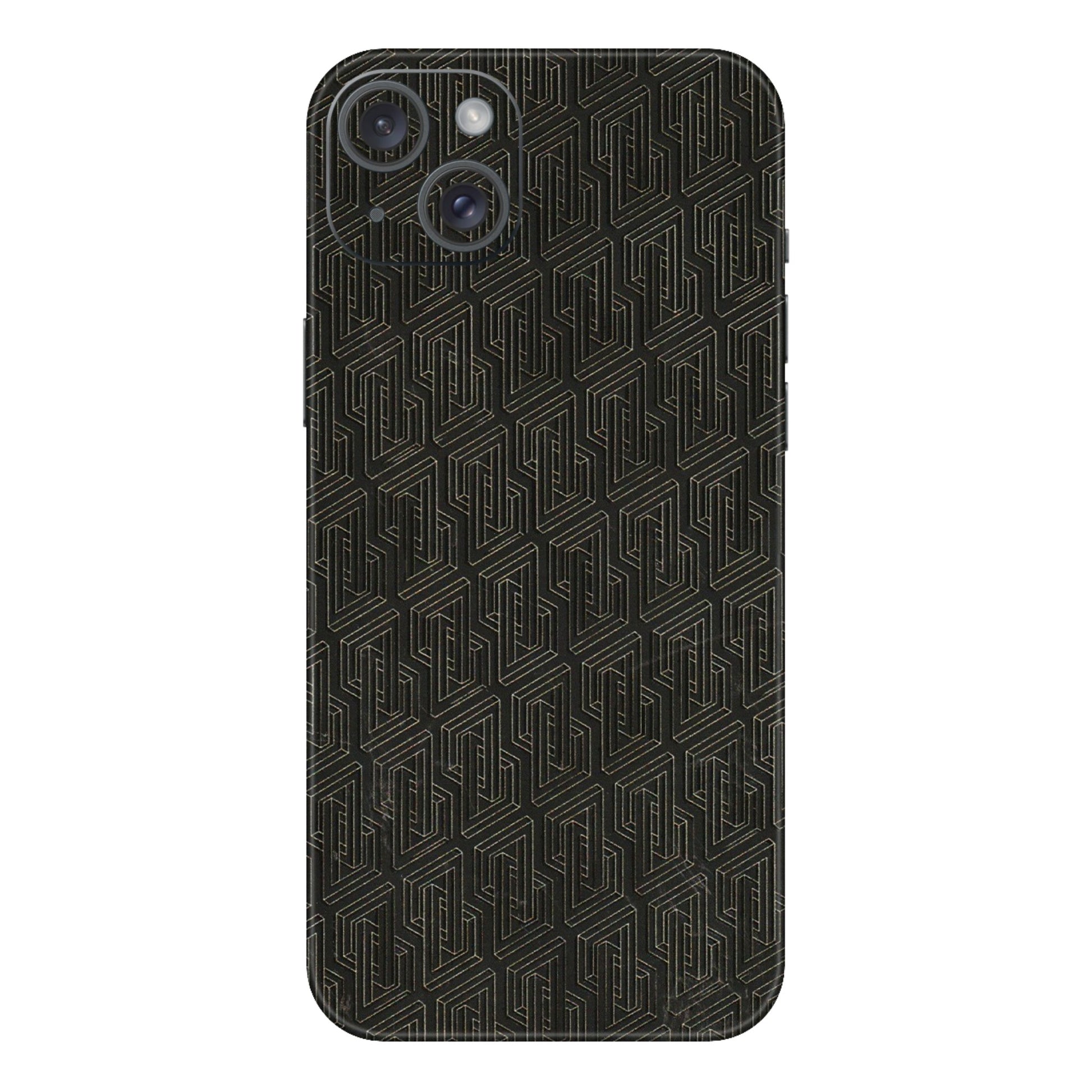 Apple iPhone Skins (All Models) - Black Abstract Pattern - 3D Embossed Finish (L-117) iPhone 15 Plus