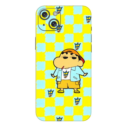 Apple iPhone Skins (All Models) - Yellow Blue Shinchan Cute - 3D Embossed Finish (L-221) iPhone 15 Plus