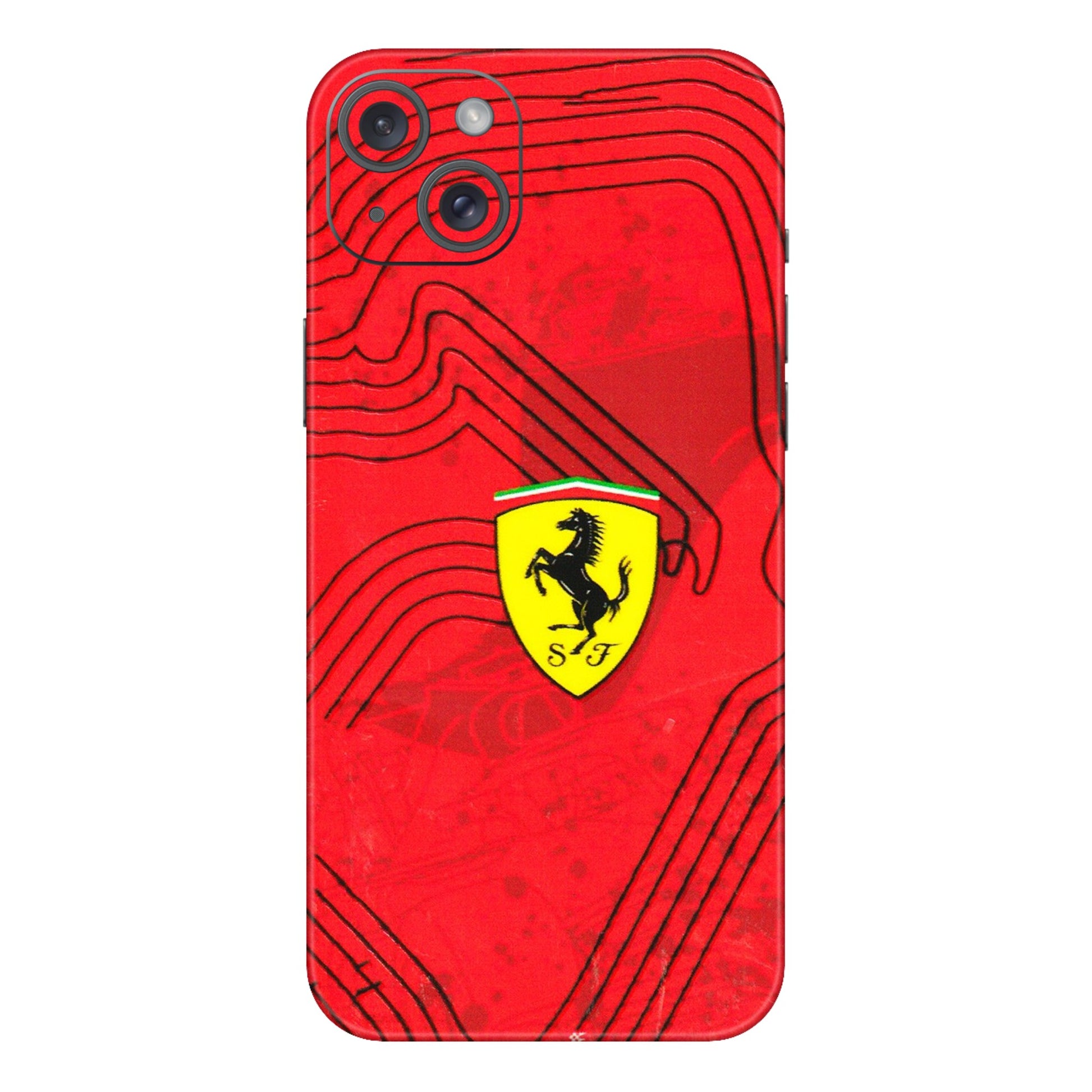 Apple iPhone Skins (All Models) - Red Ferrari Logo Stylish - 3D Embossed Finish (L-238) iPhone 15 Plus