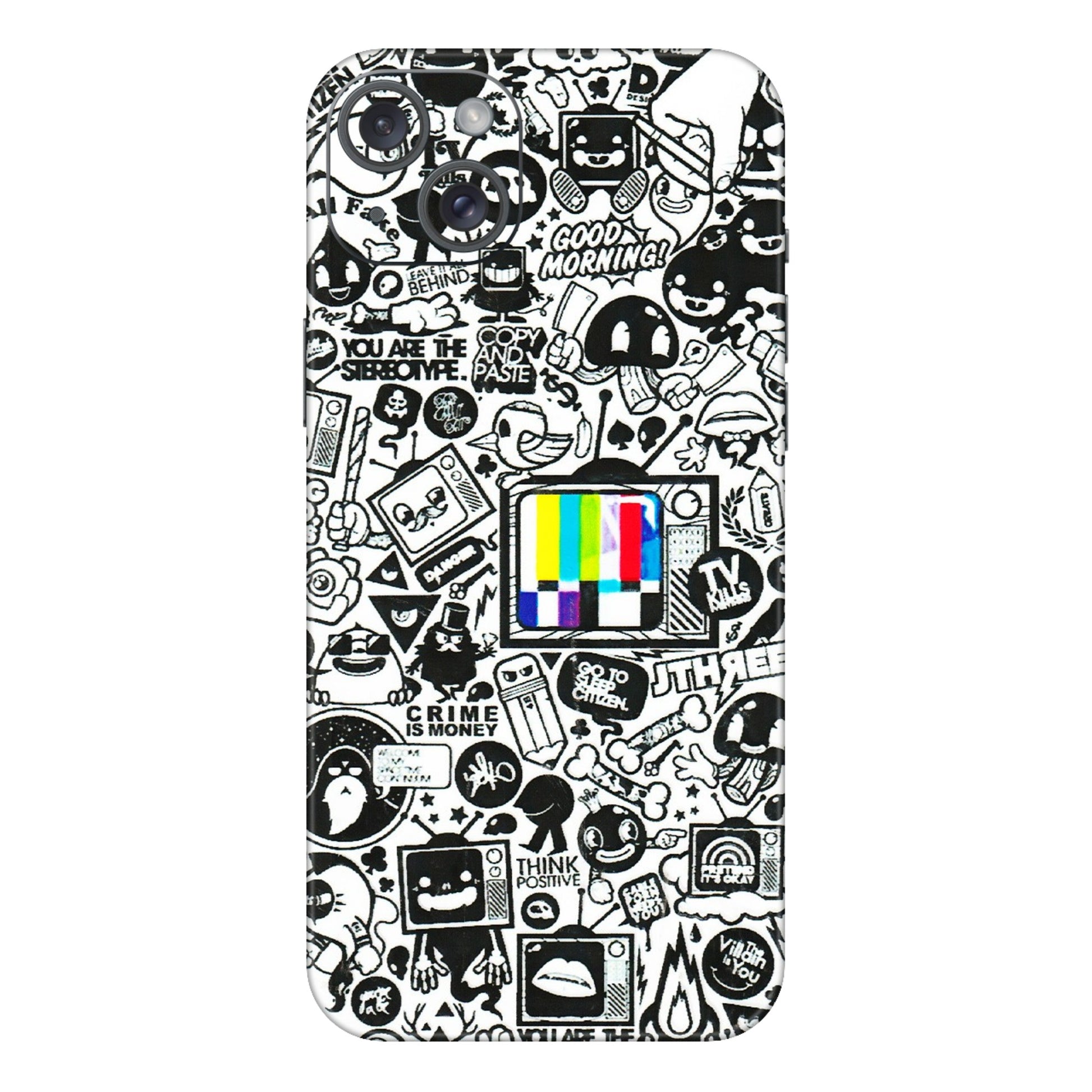 Apple iPhone Skins (All Models) - Doodles Positive Art - 3D Embossed Finish (L-263) iPhone 15 Plus