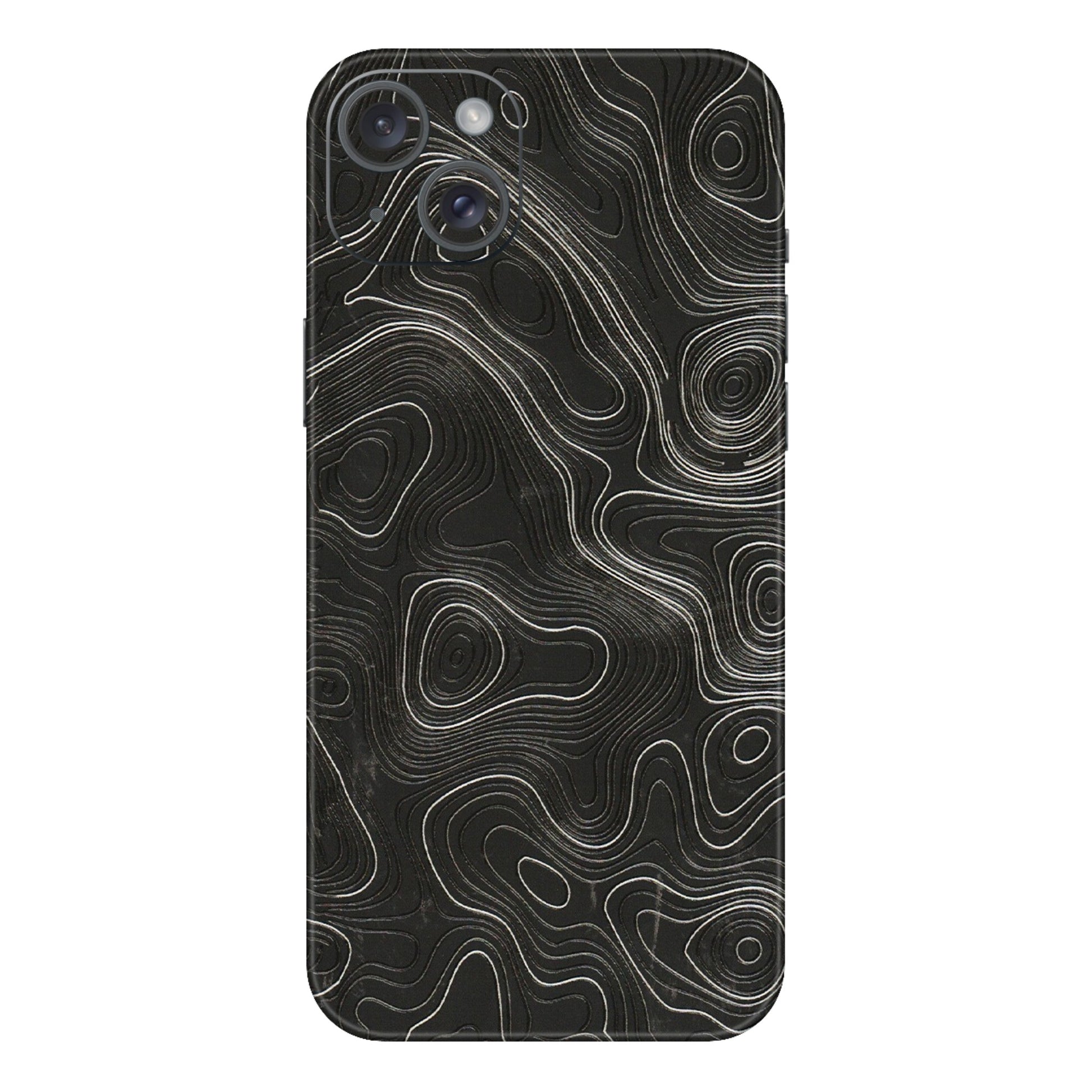 Apple iPhone Skins (All Models) - Abstract White Line Map - 3D Embossed Finish (L-269) iPhone 15 Plus