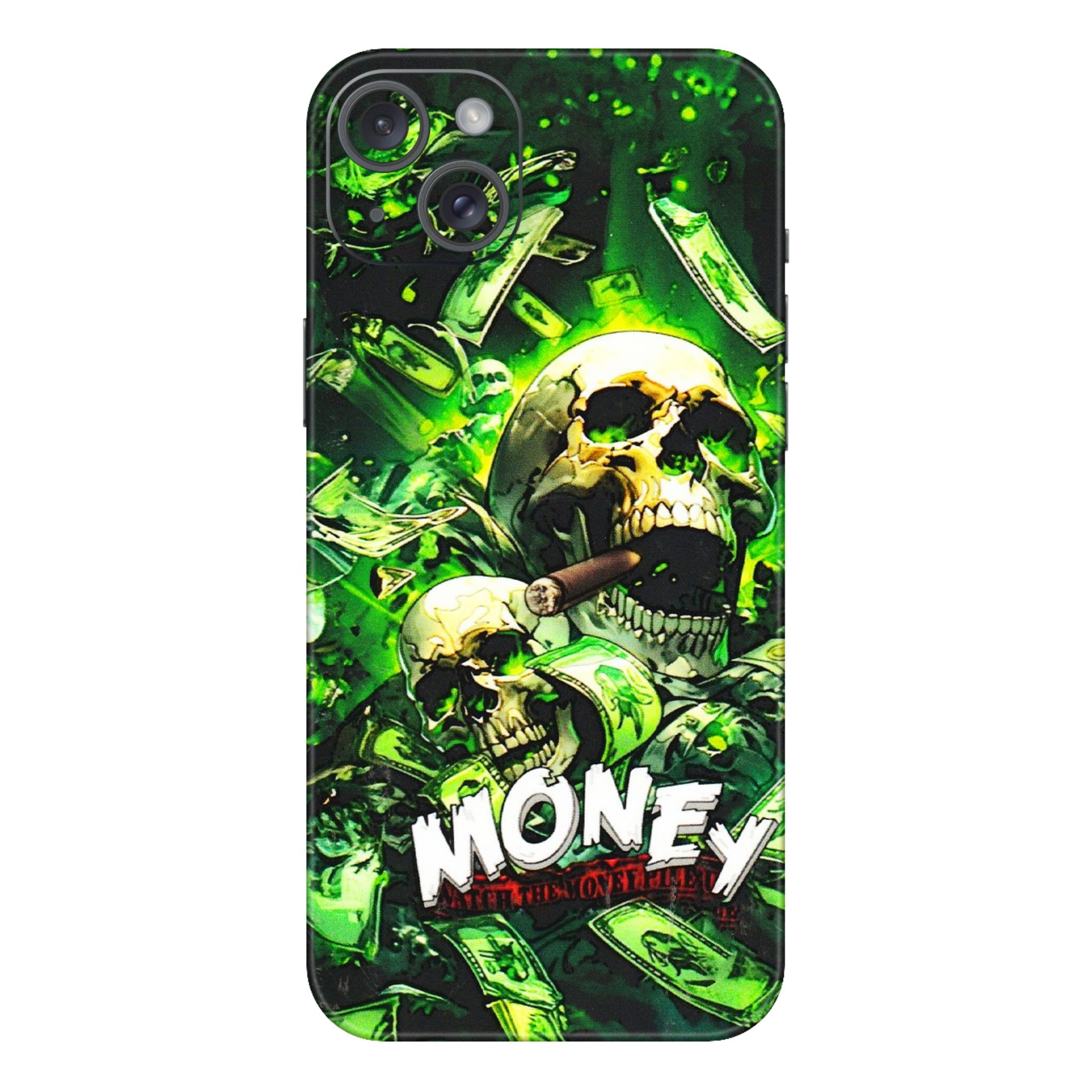 Apple iPhone Skins (All Models) - Skull Money - 3D Embossed Finish (L-303) iPhone 15 Plus