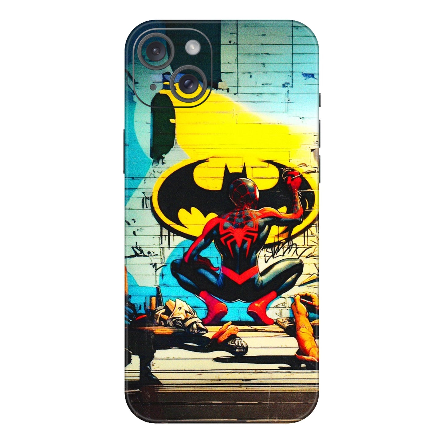 Apple iPhone Skins (All Models) - New Spiderman Bat Logo - 3D Embossed Finish (L-309) iPhone 15 Plus