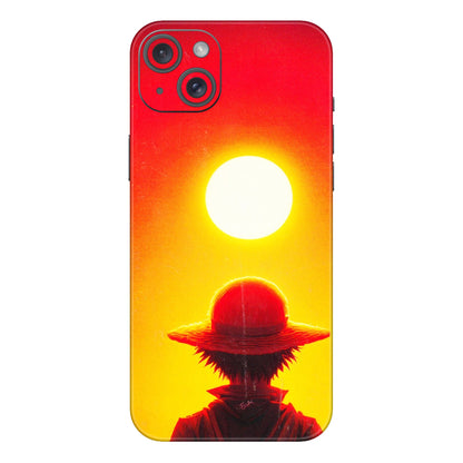 Apple iPhone Skins (All Models) - Cool Sunset With Monkey D.Luffy Anime - 3D Embossed Finish (L-329) iPhone 15 Plus