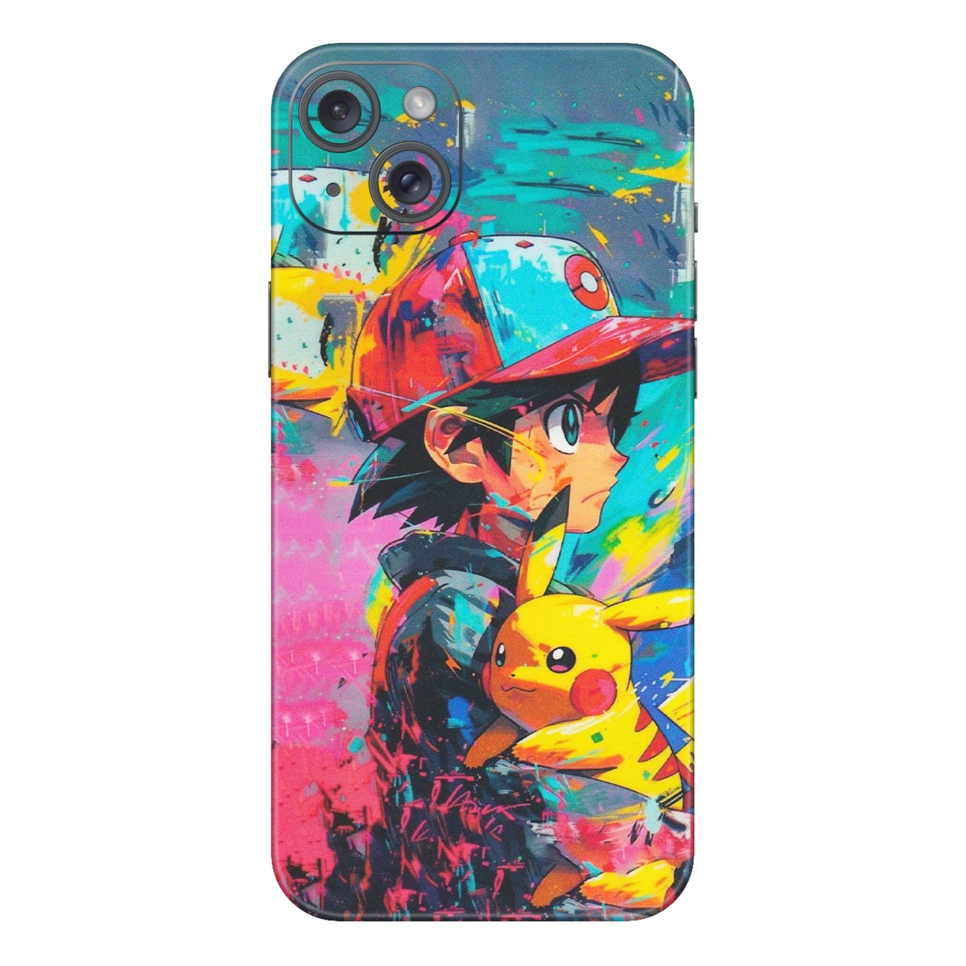 Apple iPhone Skins (All Models) - Ash & Pikachu - Matte Finish (M-26) iPhone 15 Plus