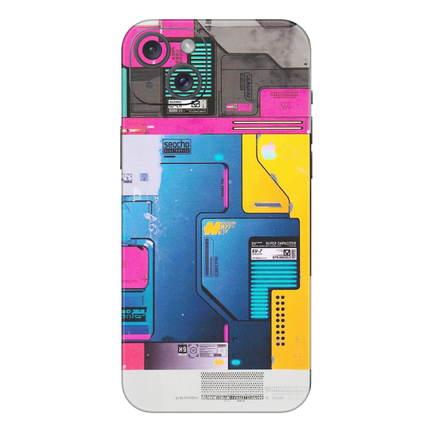 Apple iPhone Skins (All Models) - Colourfull Motherboard Internals - Matte Finish (M-55) iPhone 15 Plus