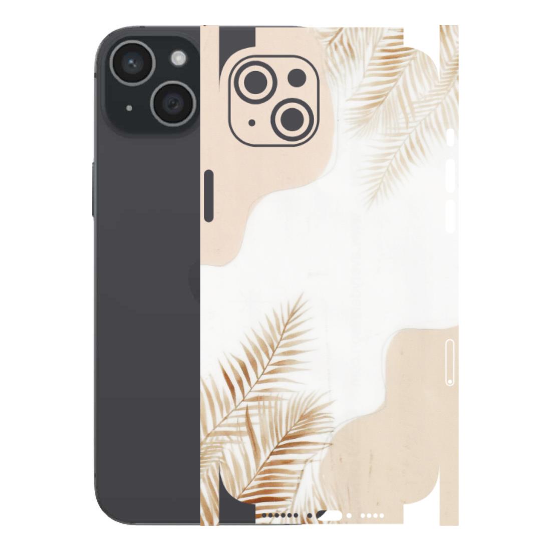 Apple iPhone Skins (All Models) - Gold Petals Abstract - Transparent Finish (T-08) iPhone 15 Plus