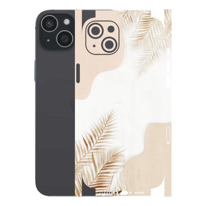 Apple iPhone Skins (All Models) - Gold Petals Abstract - Transparent Finish (T-08) iPhone 15 Plus