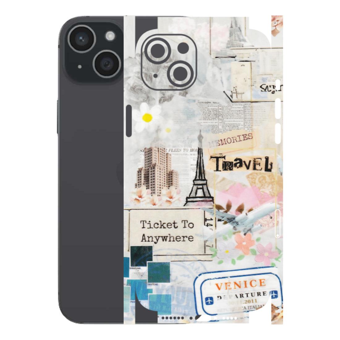 Apple iPhone Skins (All Models) - Travel Memories - Transparent Finish (T-09) iPhone 15 Plus
