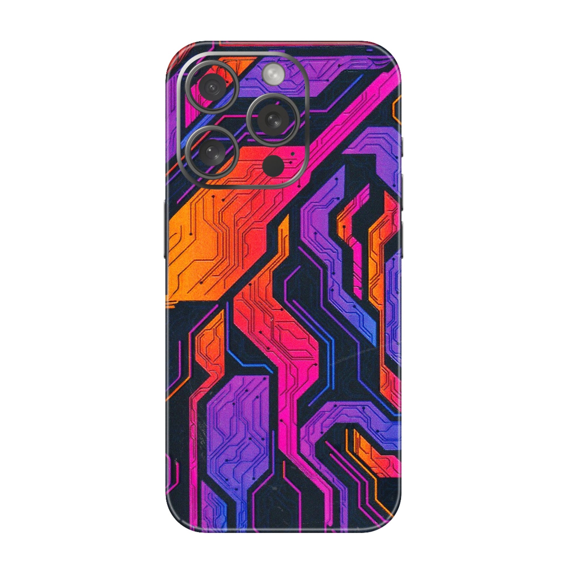 Apple iPhone Skins (All Models) - Tech Circuits Futuristic - 3D Embossed Finish (L-07) iPhone 15 Pro