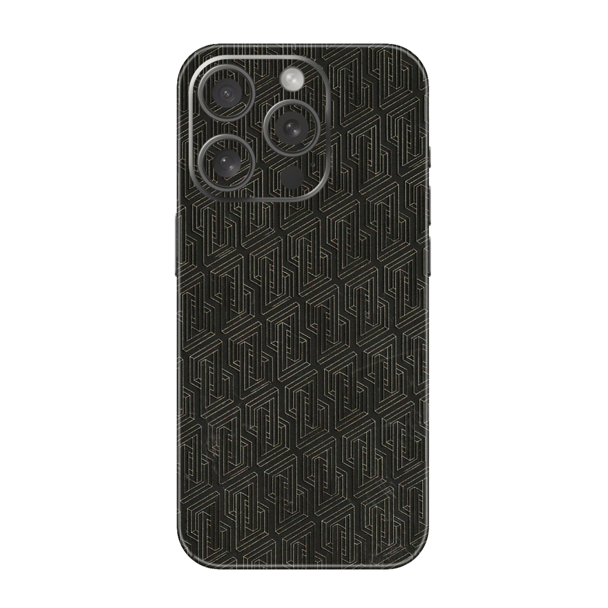 Apple iPhone Skins (All Models) - Black Abstract Pattern - 3D Embossed Finish (L-117) iPhone 15 Pro