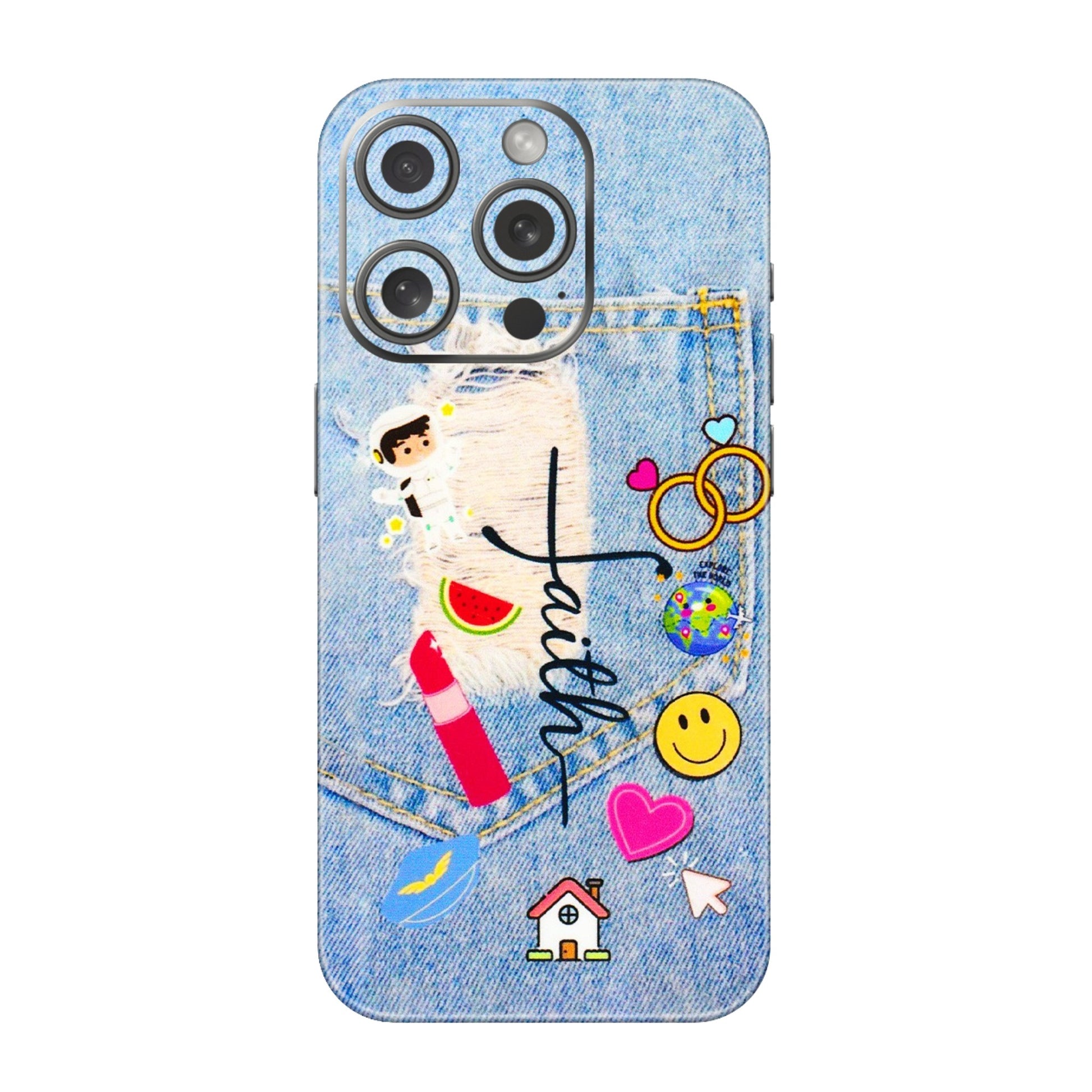 Apple iPhone Skins (All Models) - Denim Jeans Pocket - 3D Embossed Finish (L-134) iPhone 15 Pro