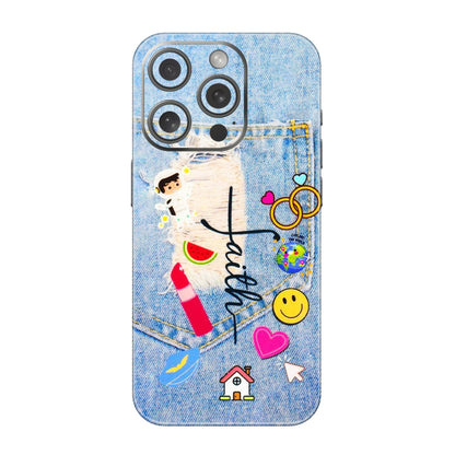 Apple iPhone Skins (All Models) - Denim Jeans Pocket - 3D Embossed Finish (L-134) iPhone 15 Pro