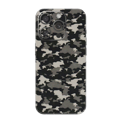 Apple iPhone Skins (All Models) - Black/Grey Camoflaunge - 3D Embossed Finish (L-142) iPhone 15 Pro