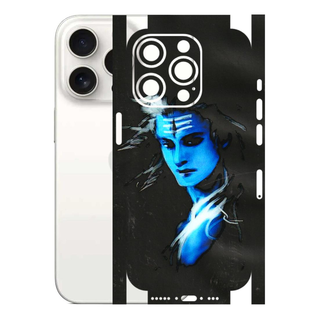Apple iPhone Skins (All Models) - Har Har Mahadev Blue/Black - 3D Embossed Finish (L-185) iPhone 15 Pro
