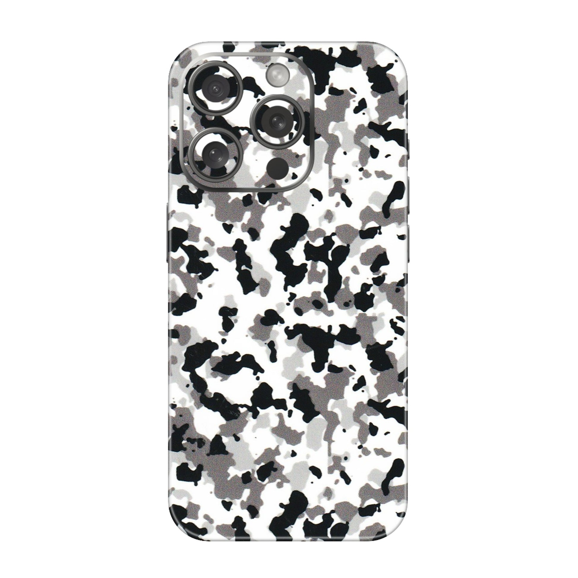 Apple iPhone Skins (All Models) - White Black Camouflage - 3D Embossed Finish (L-18) iPhone 15 Pro