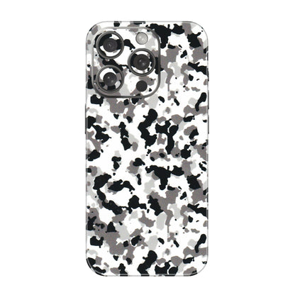 Apple iPhone Skins (All Models) - White Black Camouflage - 3D Embossed Finish (L-18) iPhone 15 Pro