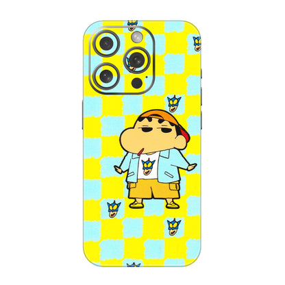 Apple iPhone Skins (All Models) - Yellow Blue Shinchan Cute - 3D Embossed Finish (L-221) iPhone 15 Pro