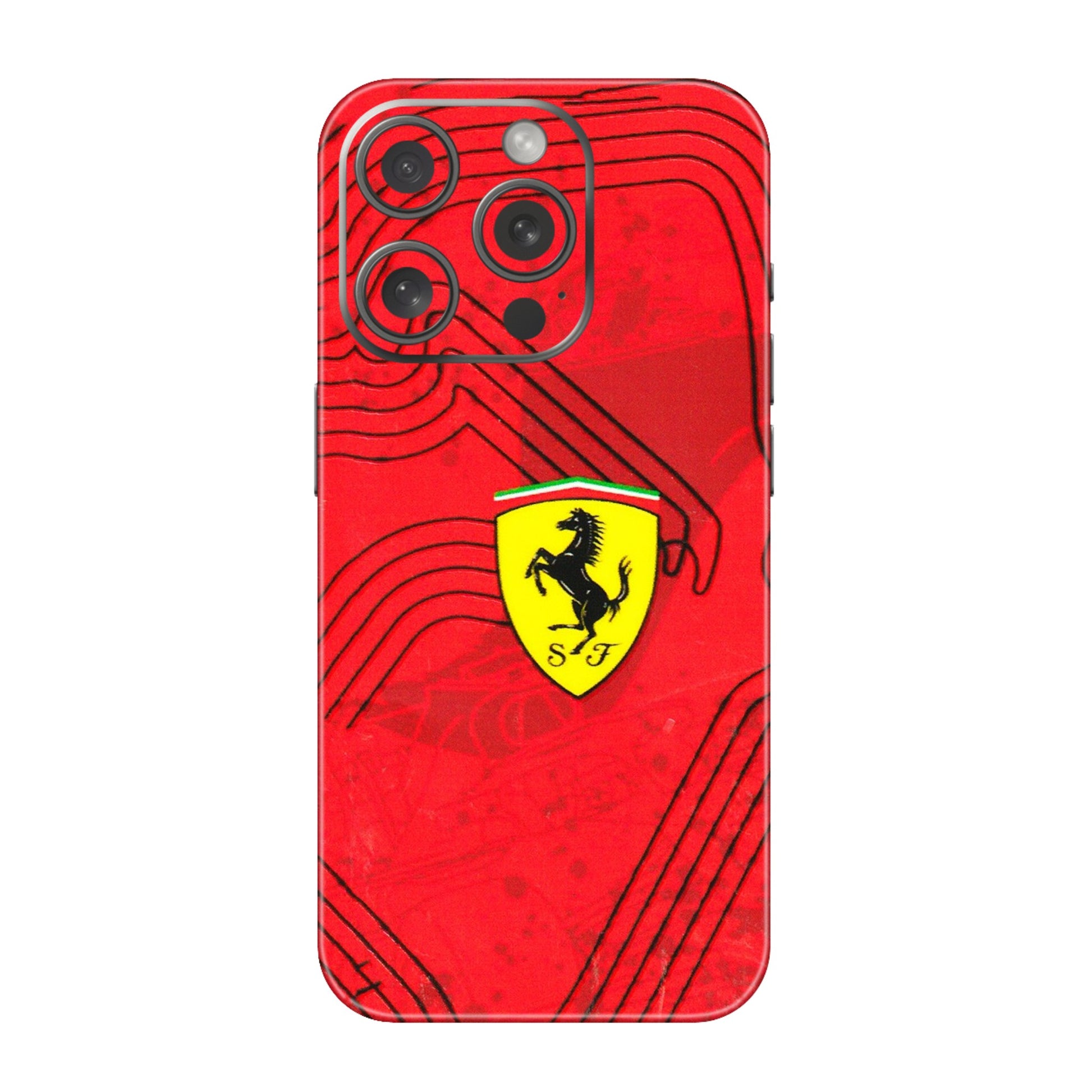 Apple iPhone Skins (All Models) - Red Ferrari Logo Stylish - 3D Embossed Finish (L-238) iPhone 15 Pro