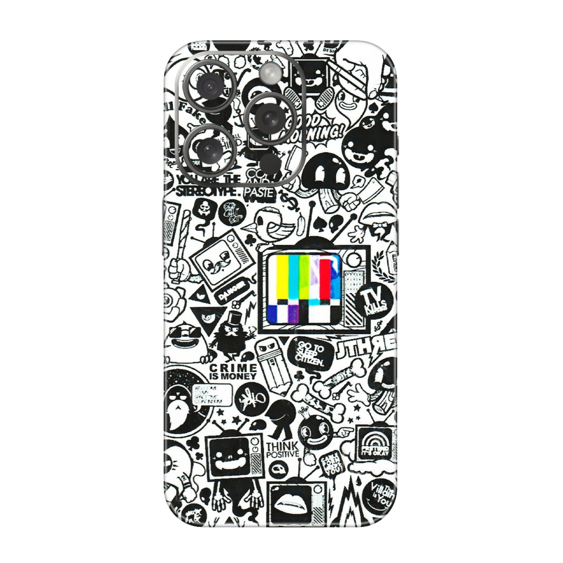 Apple iPhone Skins (All Models) - Doodles Positive Art - 3D Embossed Finish (L-263) iPhone 15 Pro
