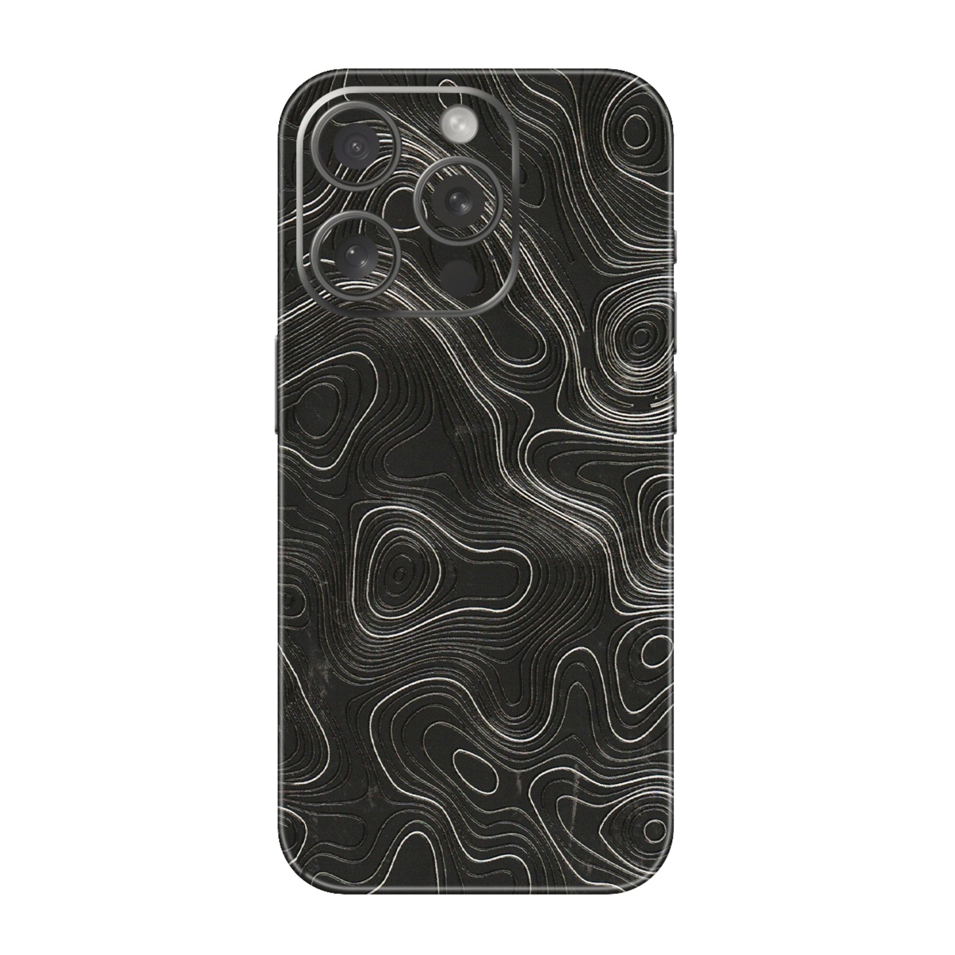Apple iPhone Skins (All Models) - Abstract White Line Map - 3D Embossed Finish (L-269) iPhone 15 Pro