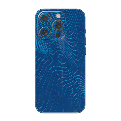Apple iPhone Skins (All Models) - Abstract Blue Line Map - 3D Embossed Finish (L-272) iPhone 15 Pro