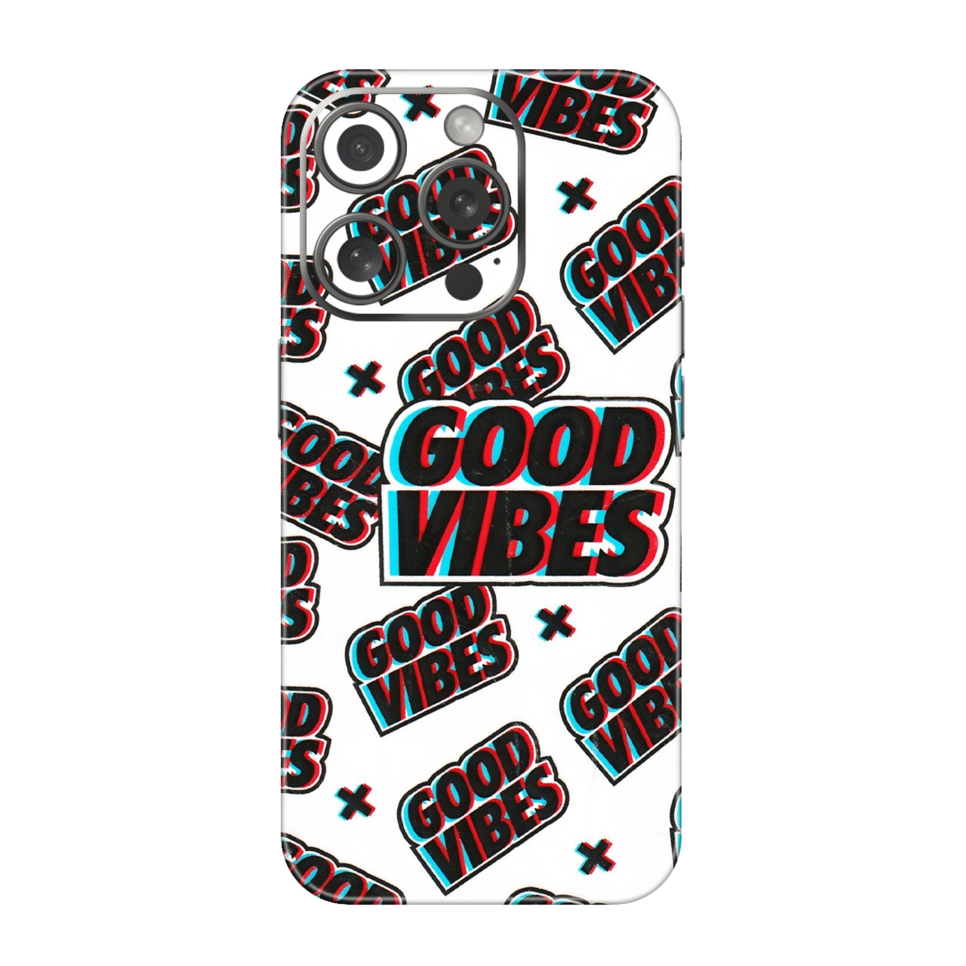 Apple iPhone Skins (All Models) - Good Vibes - 3D Embossed Finish (L-282) iPhone 15 Pro
