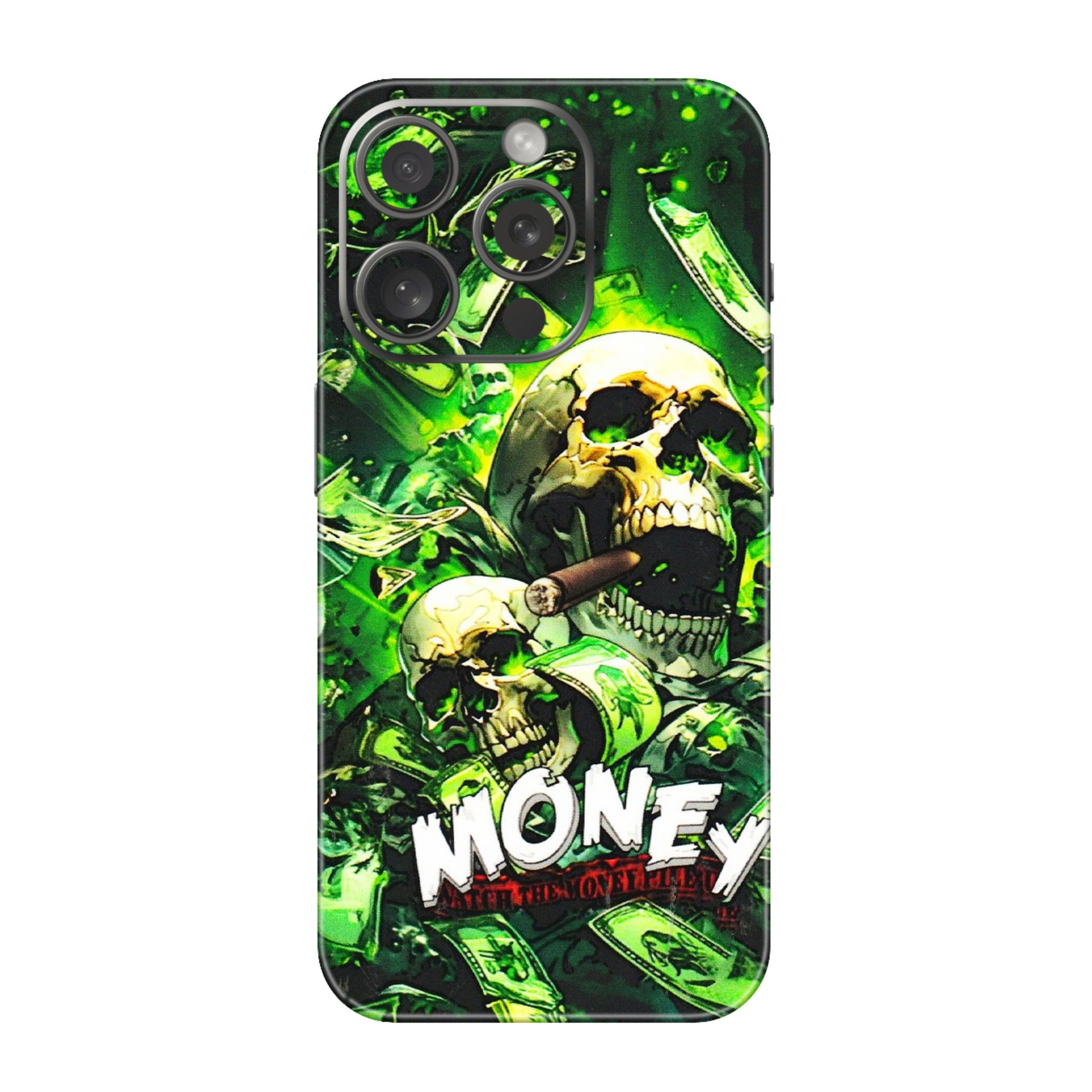 Apple iPhone Skins (All Models) - Skull Money - 3D Embossed Finish (L-303) iPhone 15 Pro
