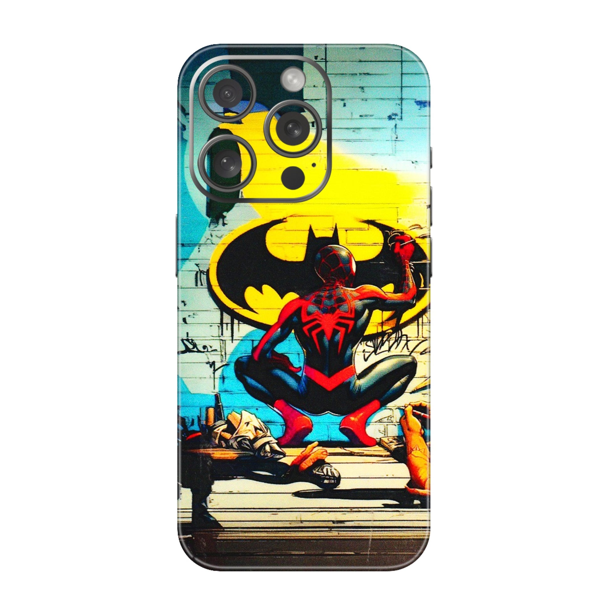 Apple iPhone Skins (All Models) - New Spiderman Bat Logo - 3D Embossed Finish (L-309) iPhone 15 Pro
