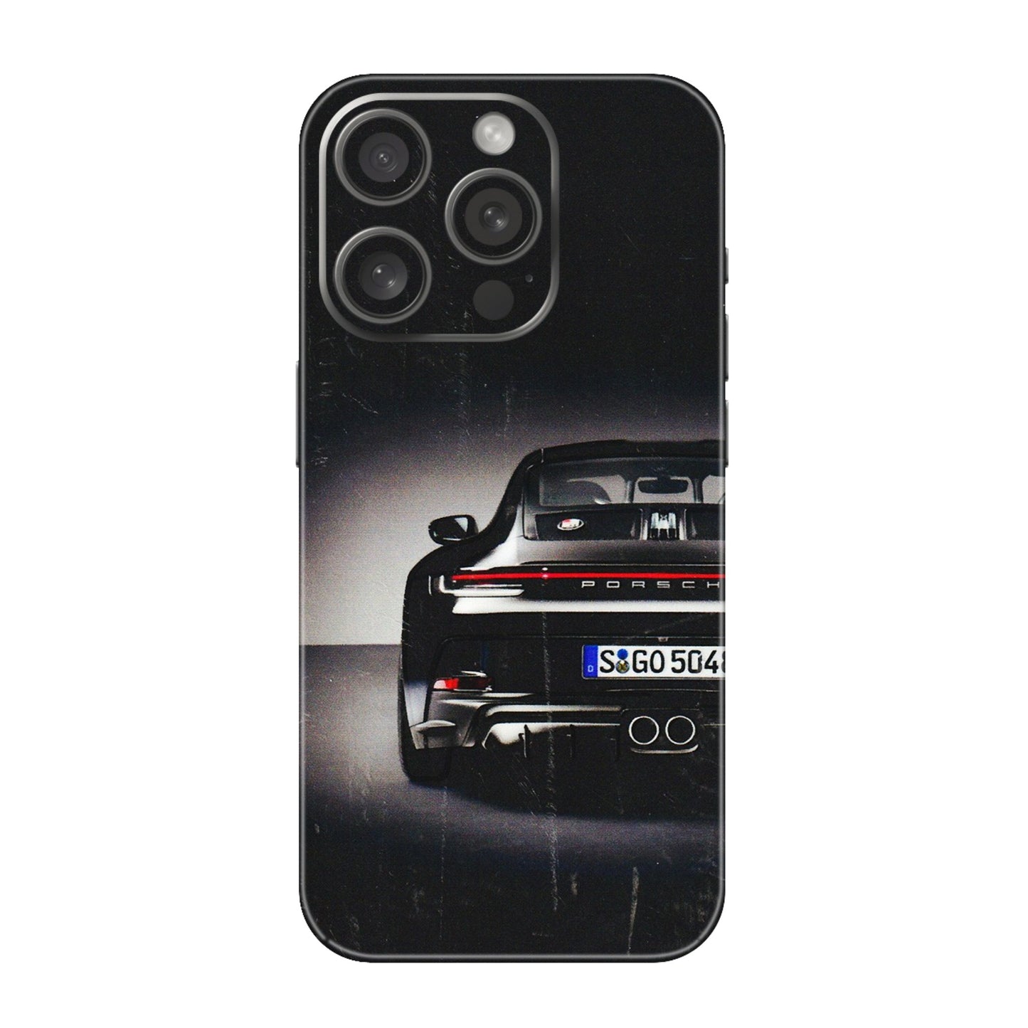 Apple iPhone Skins (All Models) - New Black Porsche GT3 - 3D Embossed Finish (L-327) iPhone 15 Pro