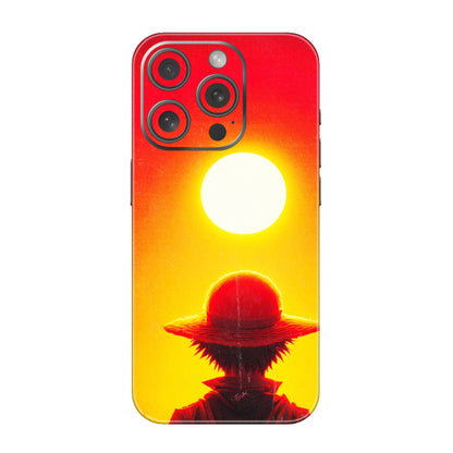 Apple iPhone Skins (All Models) - Cool Sunset With Monkey D.Luffy Anime - 3D Embossed Finish (L-329) iPhone 15 Pro