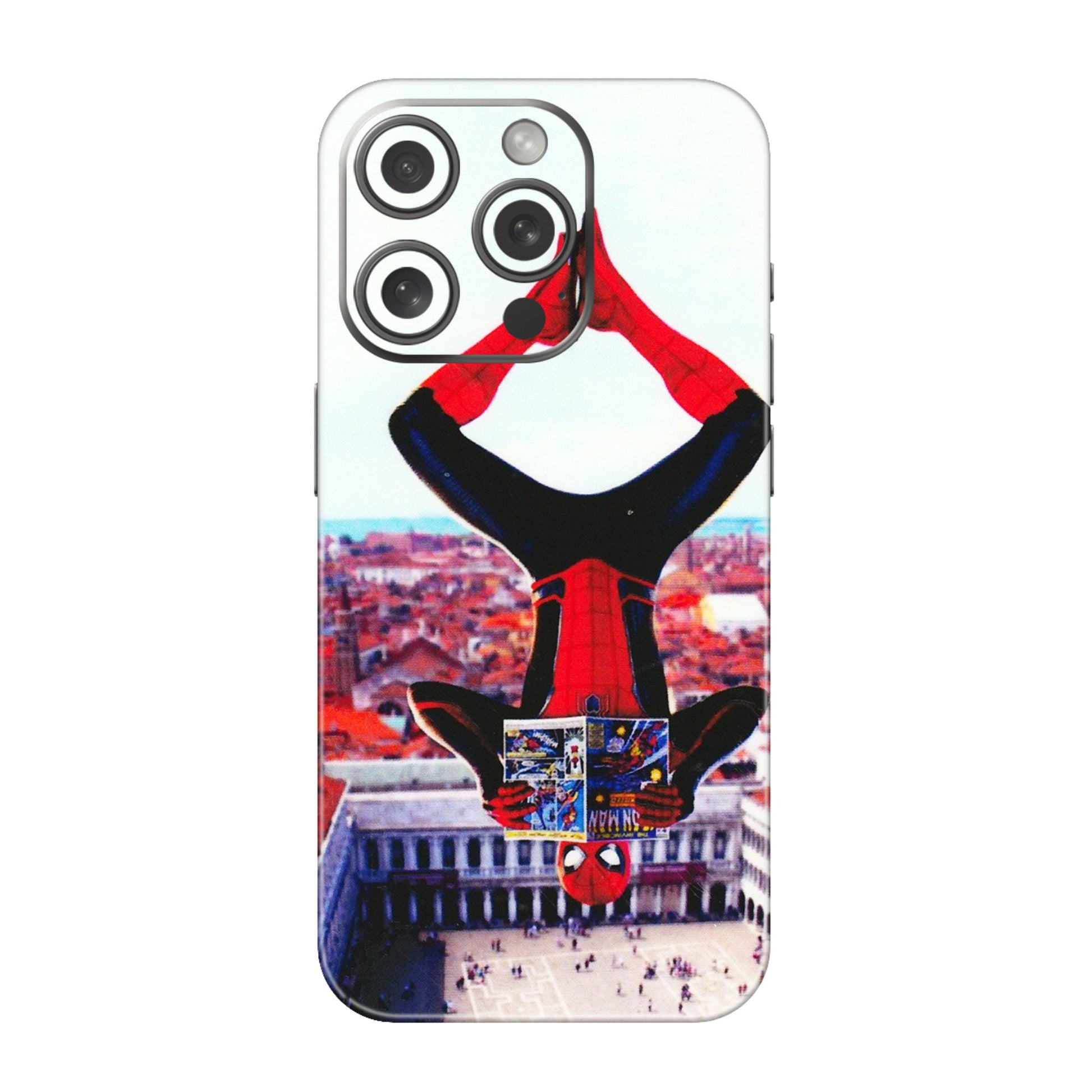 Apple iPhone Skins (All Models) - Spiderman Hanging - 3D Embossed Finish (L-53) iPhone 15 Pro