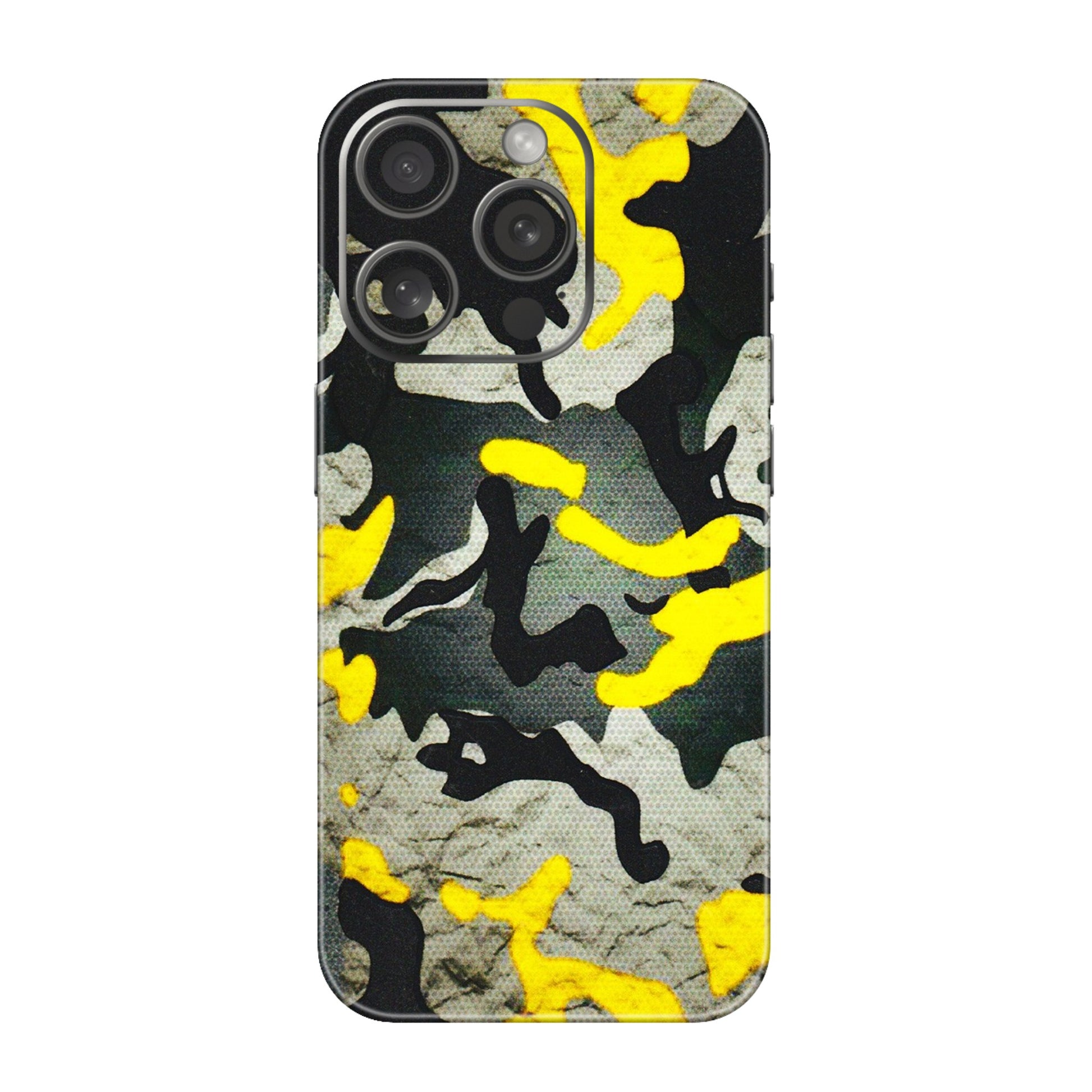 Apple iPhone Skins (All Models) - Yellow Camouflage - 3D Embossed Finish (L-61) iPhone 15 Pro