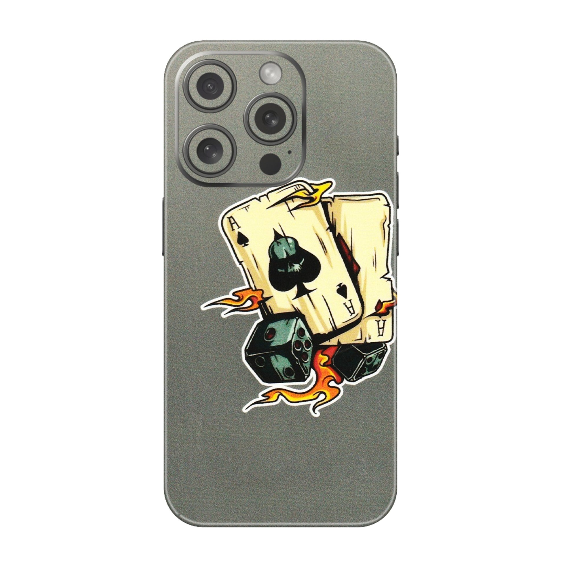 Apple iPhone Skins (All Models) - Grey Cards Of Ace - 3D Embossed Finish (L-77) iPhone 15 Pro