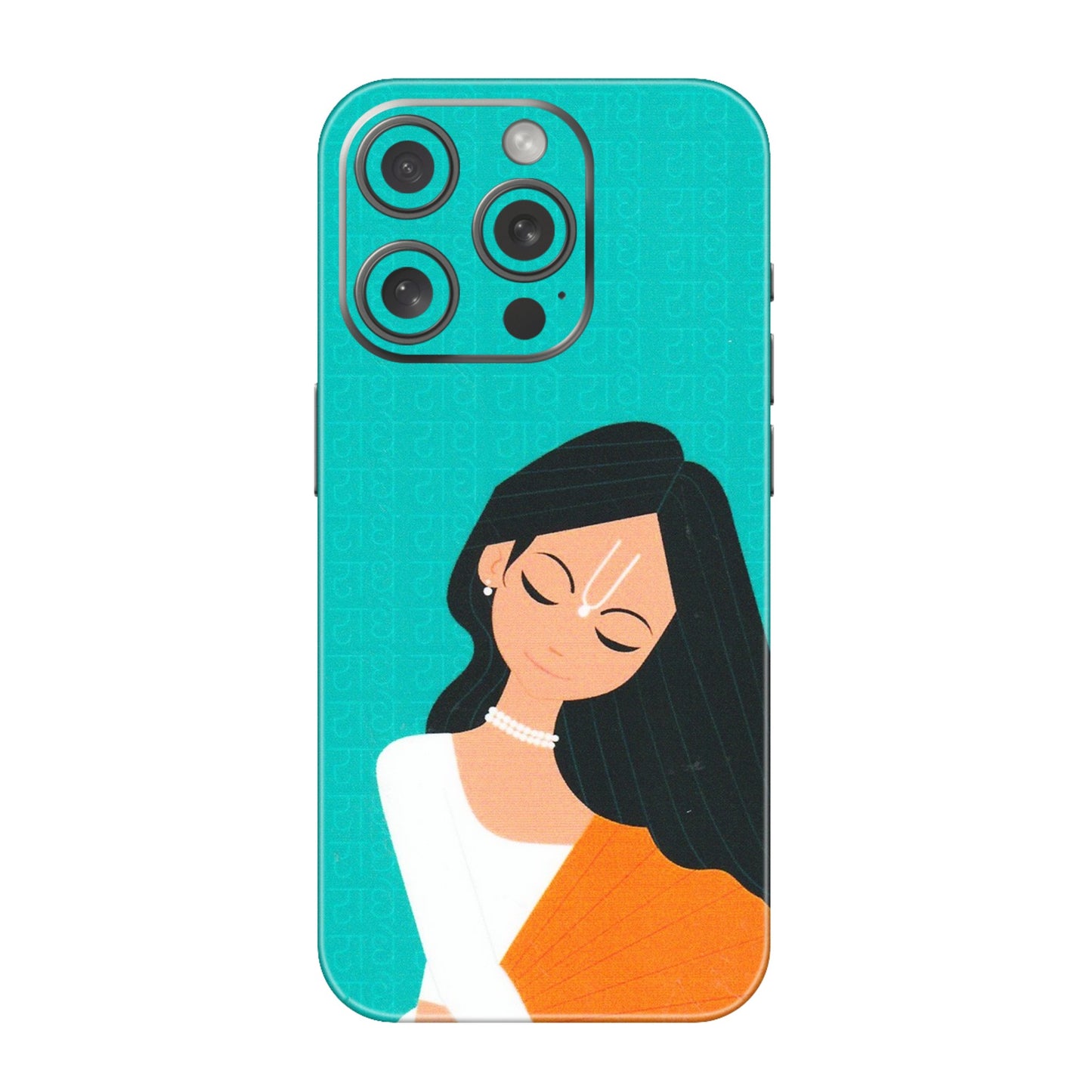 Apple iPhone Skins (All Models) - Radhe Radhe With Hindu Symbol - Matte Finish (M-164) iPhone 15 Pro
