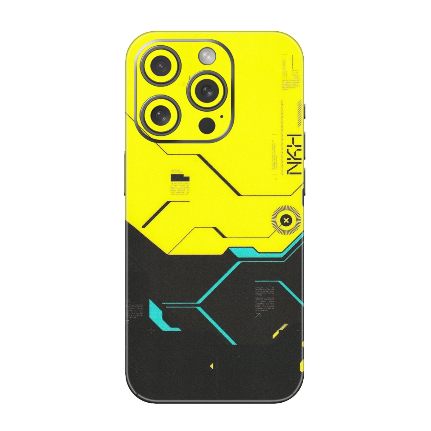 Apple iPhone Skins (All Models) - Black Yellow Technica - Matte Finish (M-53) iPhone 15 Pro