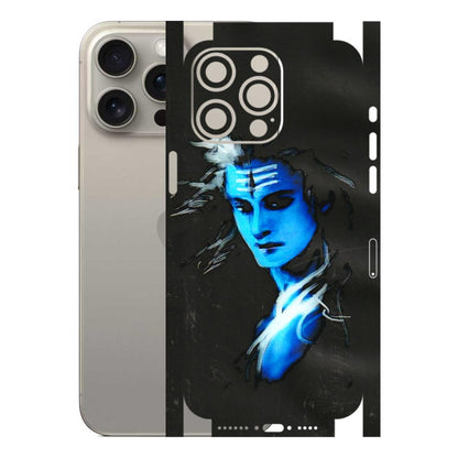 Apple iPhone Skins (All Models) - Har Har Mahadev Blue/Black - 3D Embossed Finish (L-185) iPhone 15 Pro Max