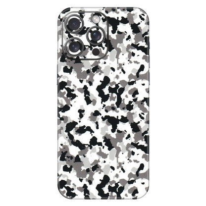 Apple iPhone Skins (All Models) - White Black Camouflage - 3D Embossed Finish (L-18) iPhone 15 Pro Max
