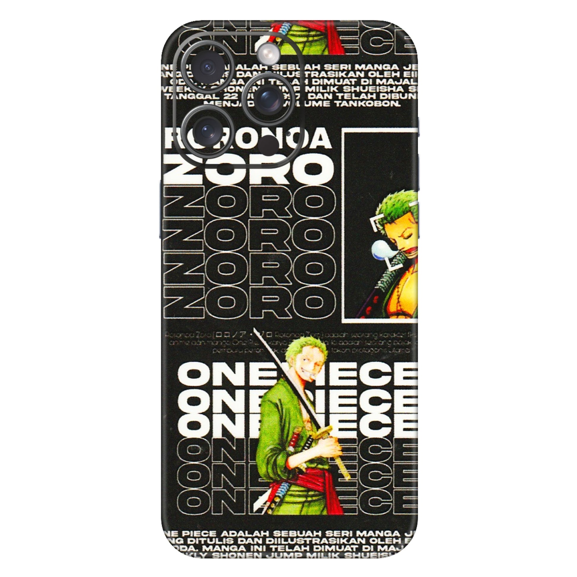 Apple iPhone Skins (All Models) - One Piece Zoro - 3D Embossed Finish (L-250) iPhone 15 Pro Max