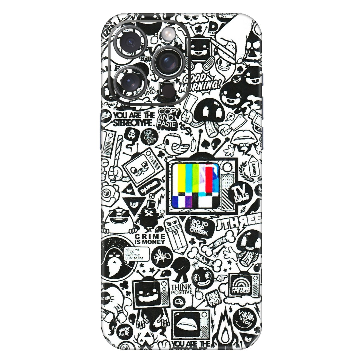 Apple iPhone Skins (All Models) - Doodles Positive Art - 3D Embossed Finish (L-263) iPhone 15 Pro Max