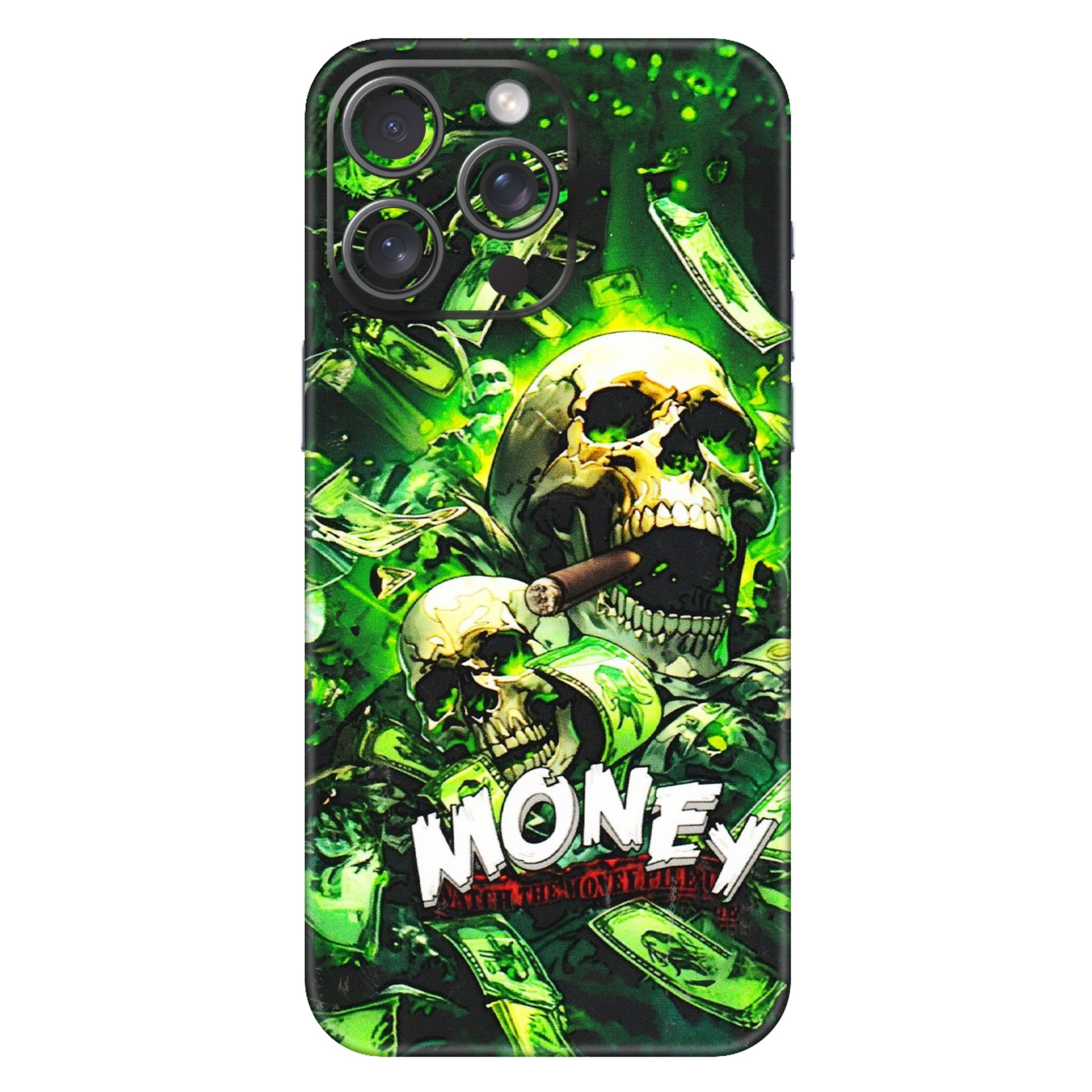 Apple iPhone Skins (All Models) - Skull Money - 3D Embossed Finish (L-303) iPhone 15 Pro Max