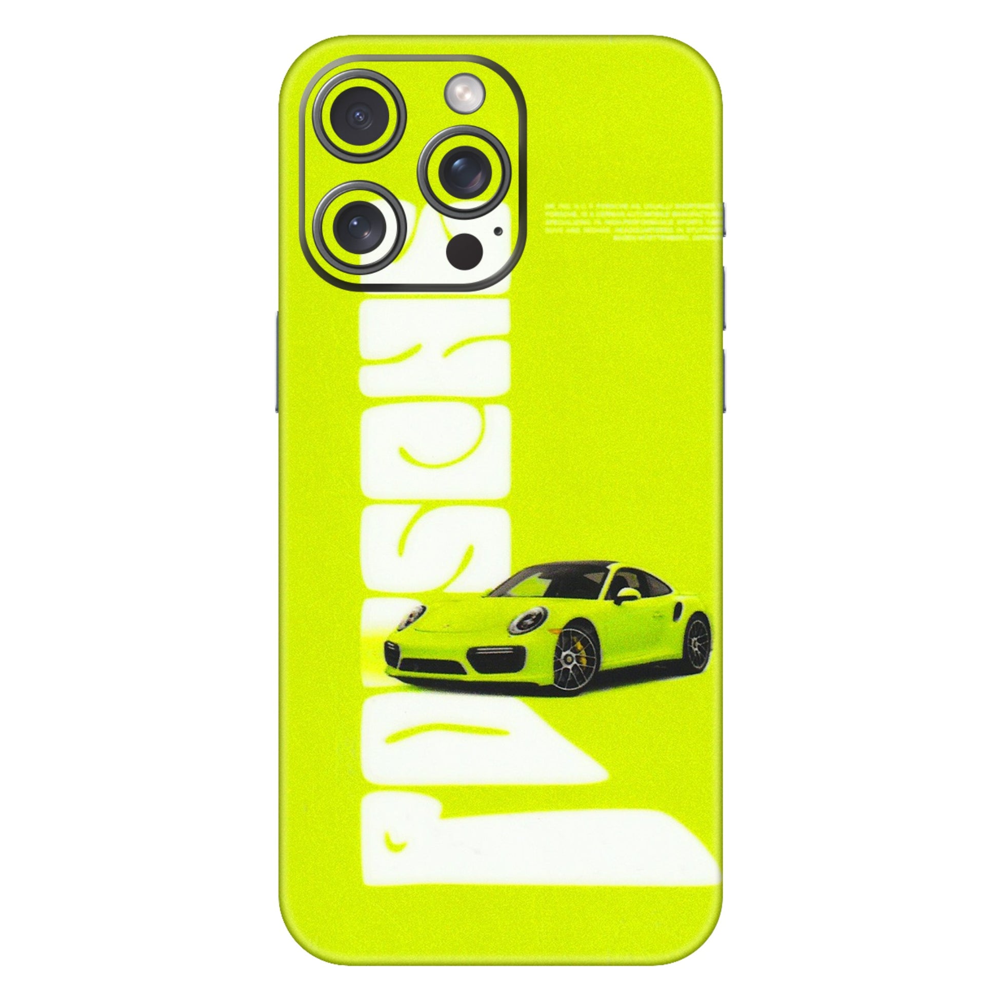 Apple iPhone Skins (All Models) - Lime Green Porche - 3D Embossed Finish (L-30) iPhone 15 Pro Max