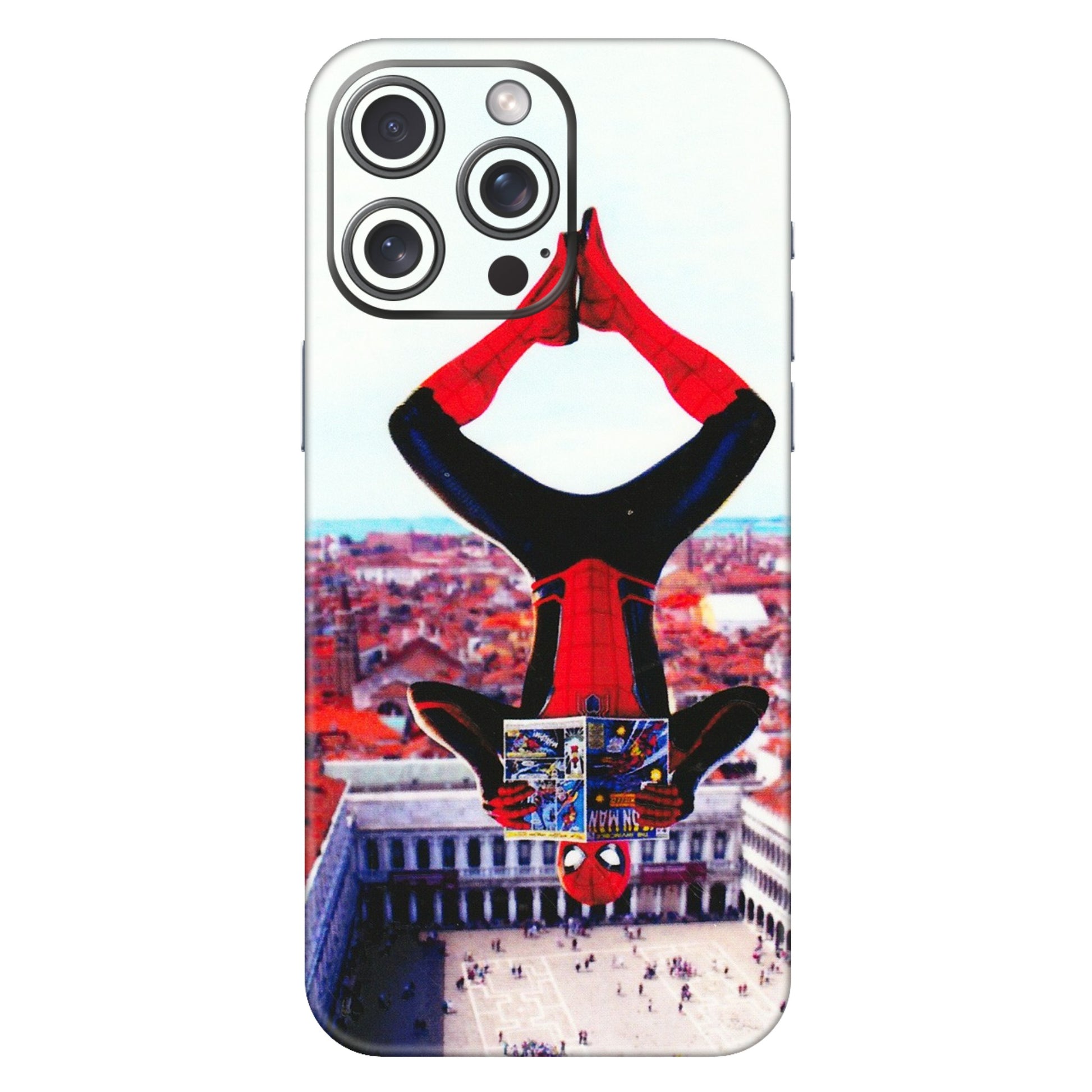 Apple iPhone Skins (All Models) - Spiderman Hanging - 3D Embossed Finish (L-53) iPhone 15 Pro Max